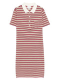 Multicolor Stripes Shirt Collar Midi Dress 1