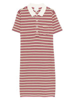 Multicolor Stripes Shirt Collar Midi Dress 1