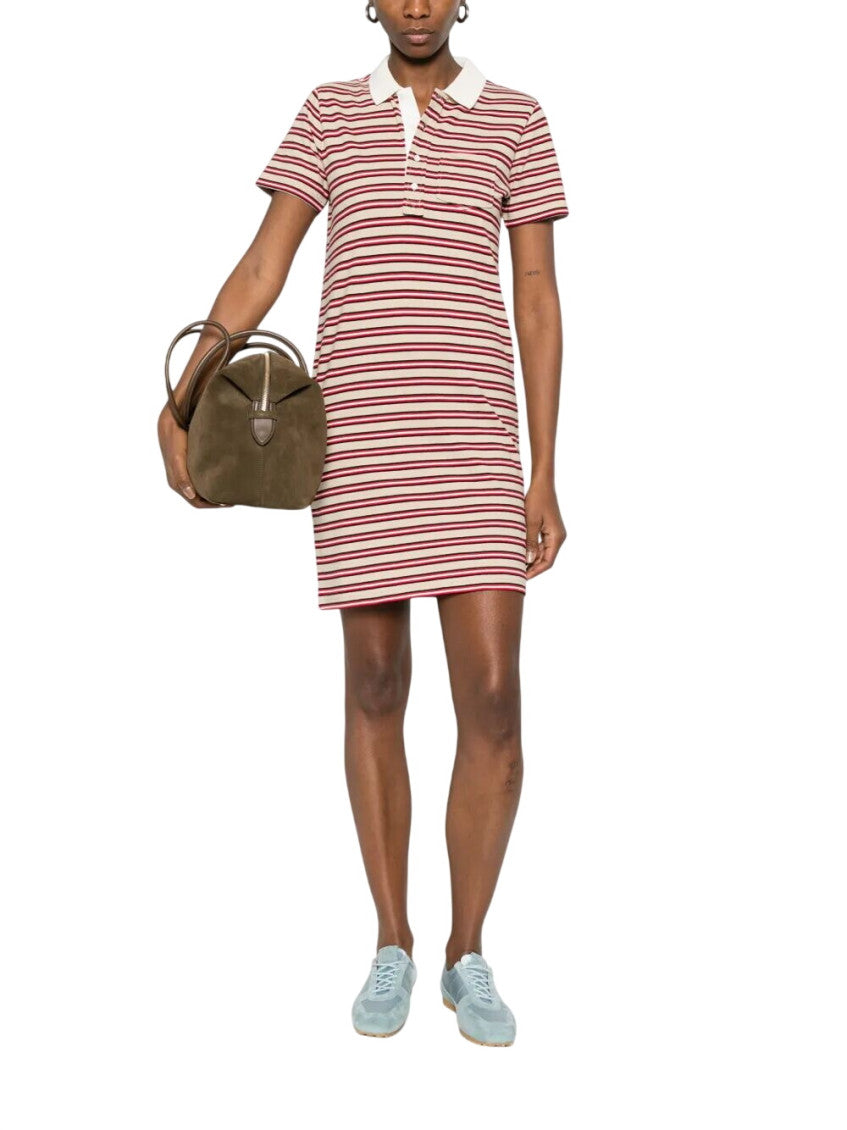 Multicolor Stripes Shirt Collar Midi Dress 2