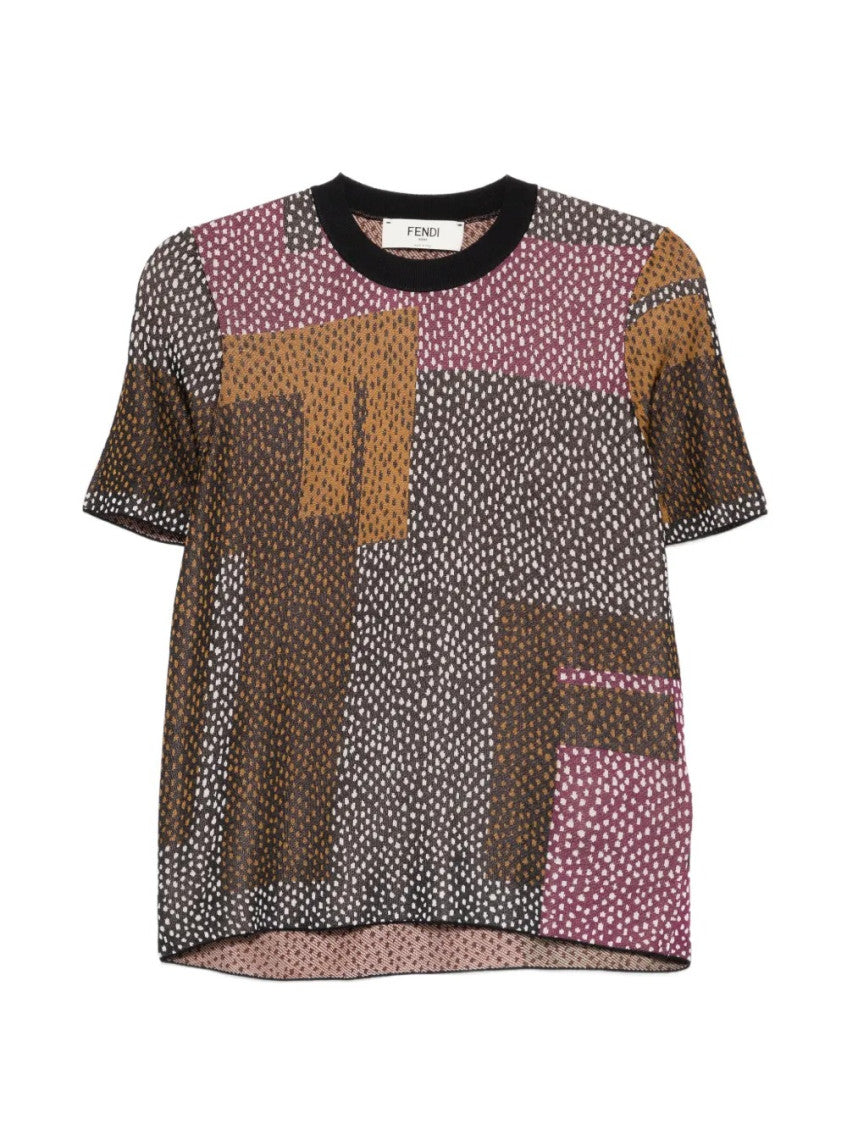 Multicolor Printed Crew Neck Sweater 1