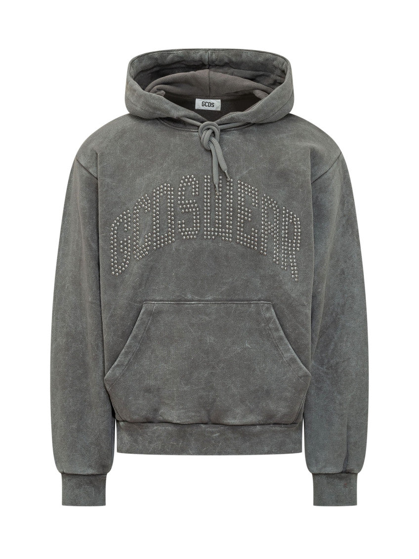 Grey Embellished Regular Hoodie 1
