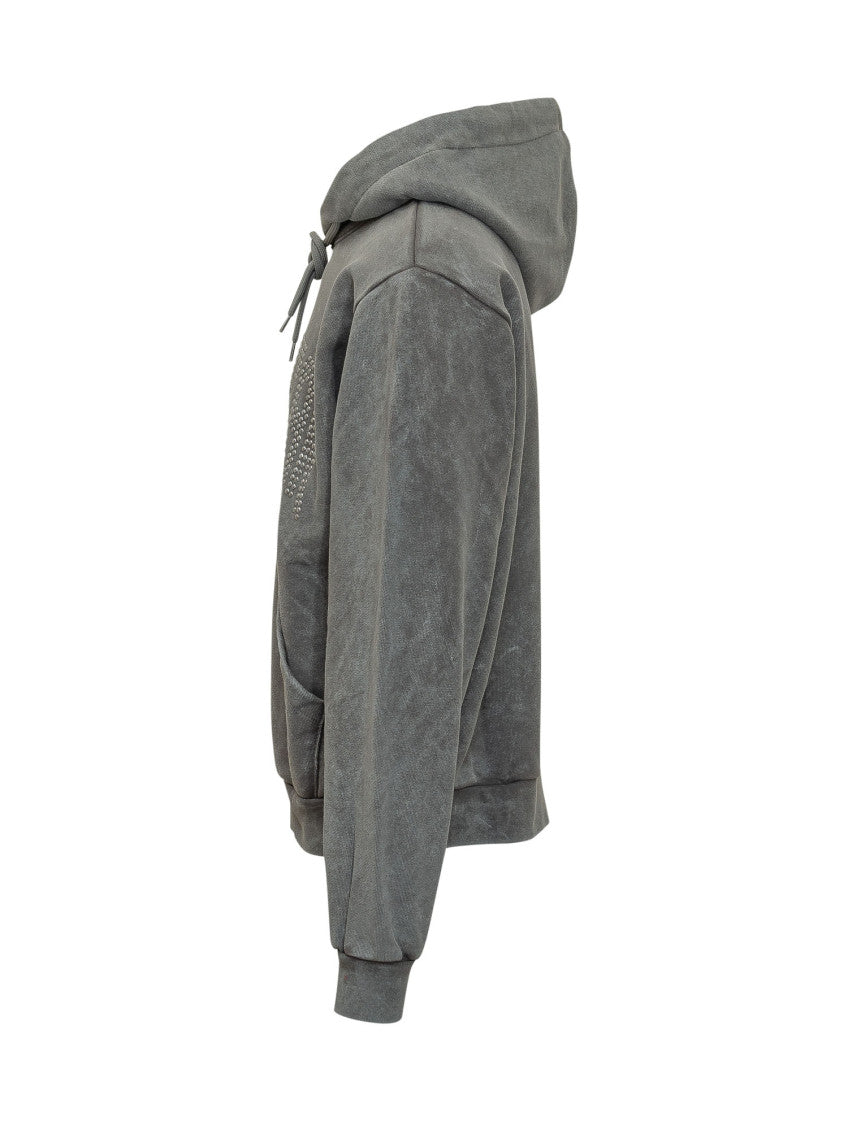 Grey Embellished Regular Hoodie 3