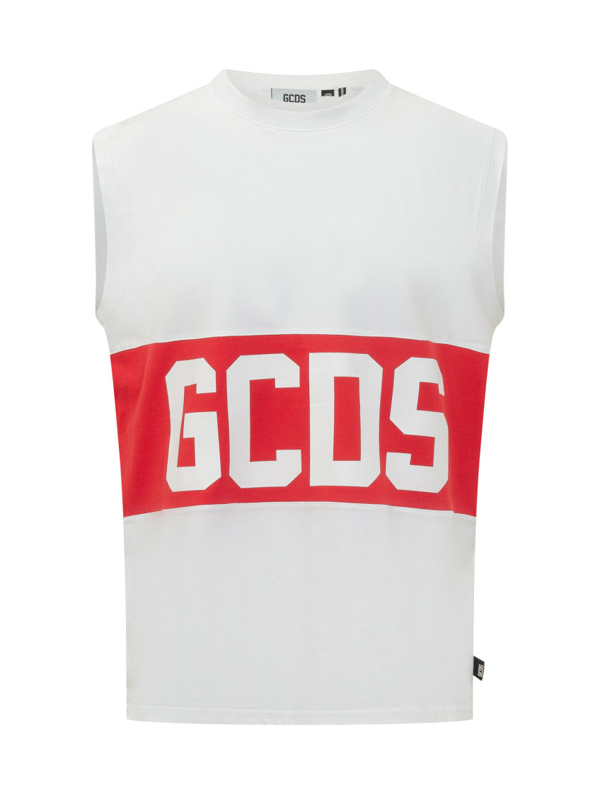 White Logo Sleeveless T-Shirt 1