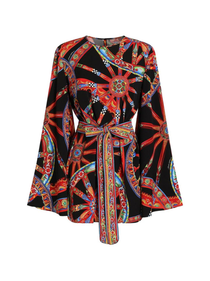 Multicolor Printed Round Neck Mini Dress 1