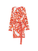 Orange Printed Round Neck Mini Dress 1