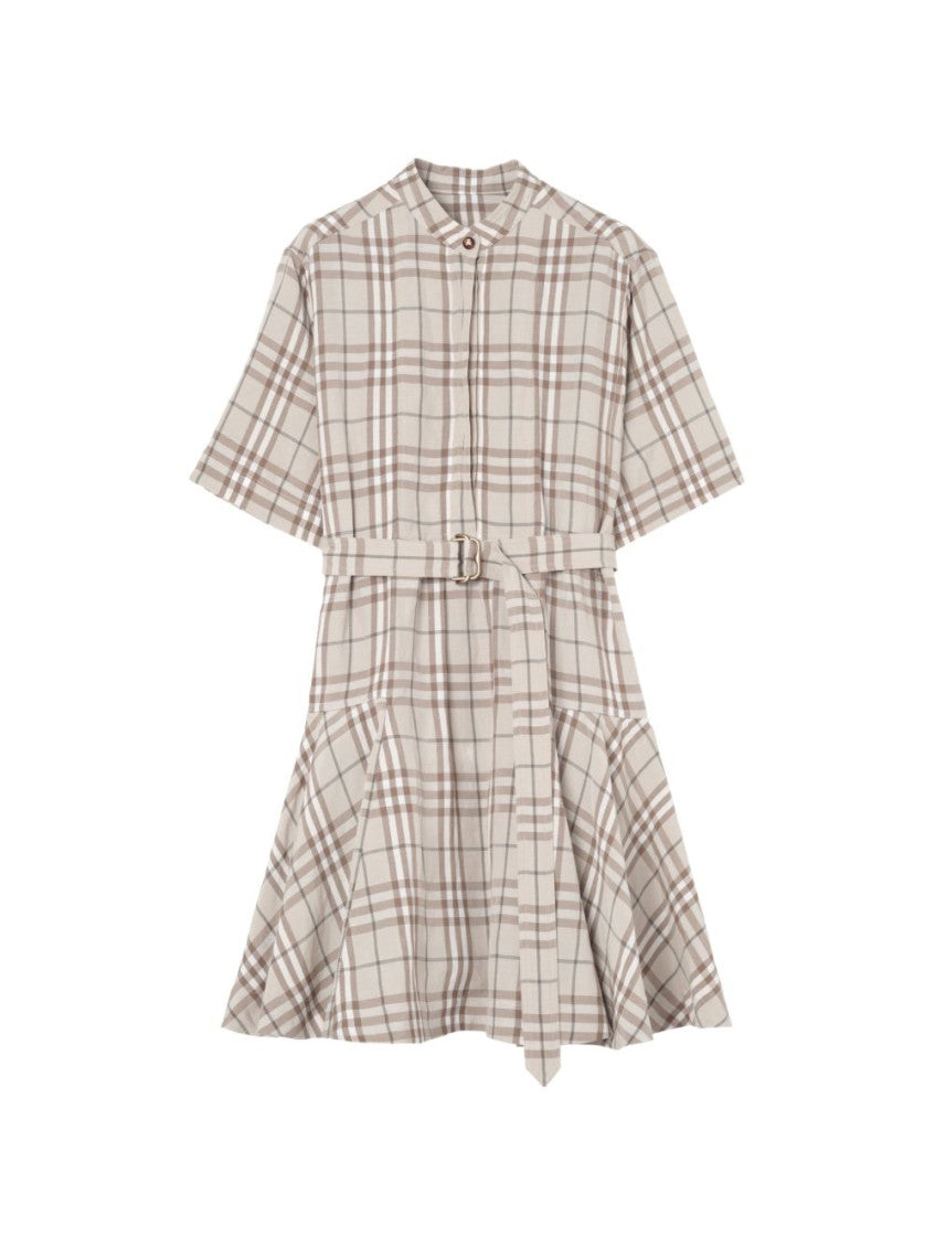 Beige Checks Mini Dress 1