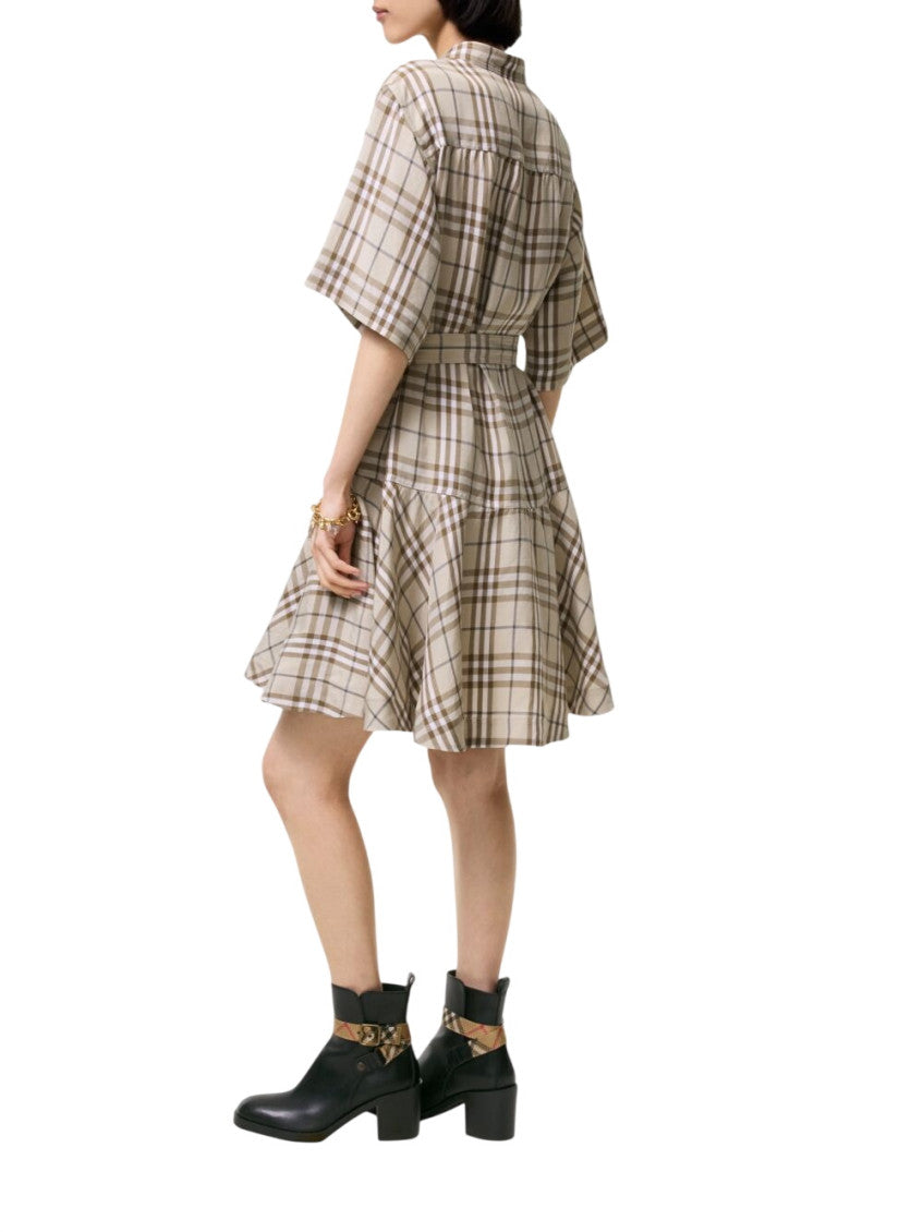 Beige Checks Mini Dress 2