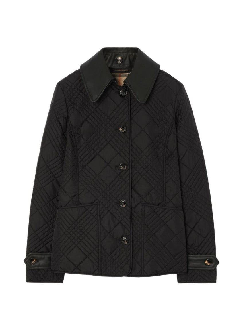Black Quilted Shirt Collar Jacket 1