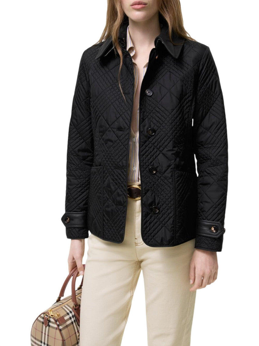 Black Quilted Shirt Collar Jacket 2