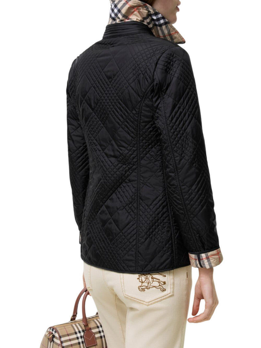 Black Quilted Shirt Collar Jacket 3