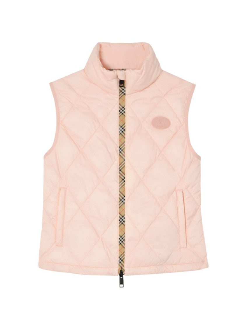 Pink Quilted Mandarin Collar Jacket 1