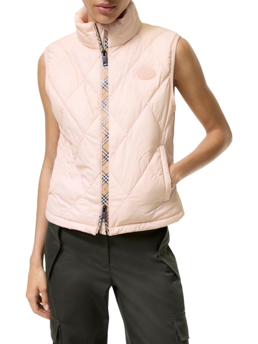 Pink Quilted Mandarin Collar Jacket 2