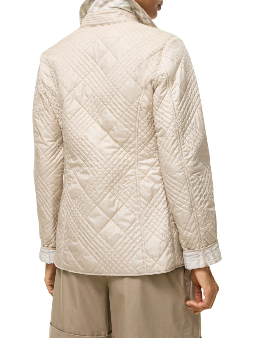 Beige Quilted Shirt Collar Jacket 2