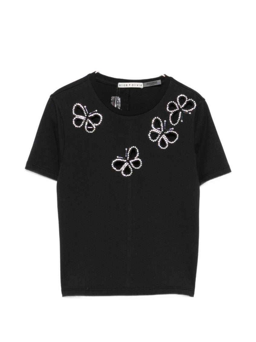 Black Embellished Round Neck T-Shirt 1