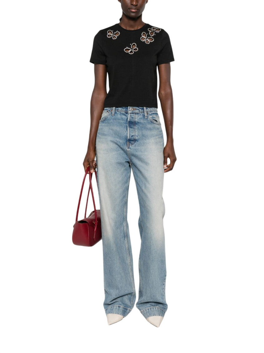Black Embellished Round Neck T-Shirt 3