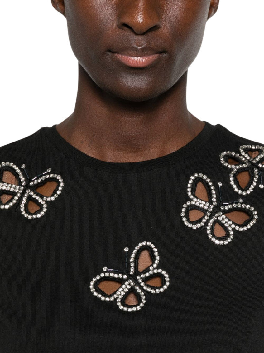 Black Embellished Round Neck T-Shirt 4
