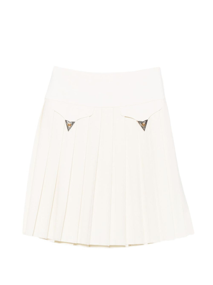Ivory Pleated Above Knee Skirt 1