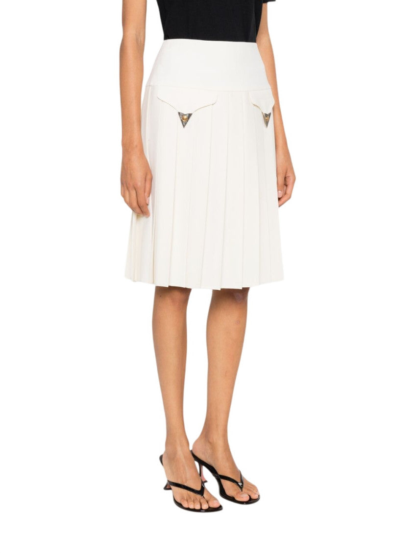 Ivory Pleated Above Knee Skirt 2