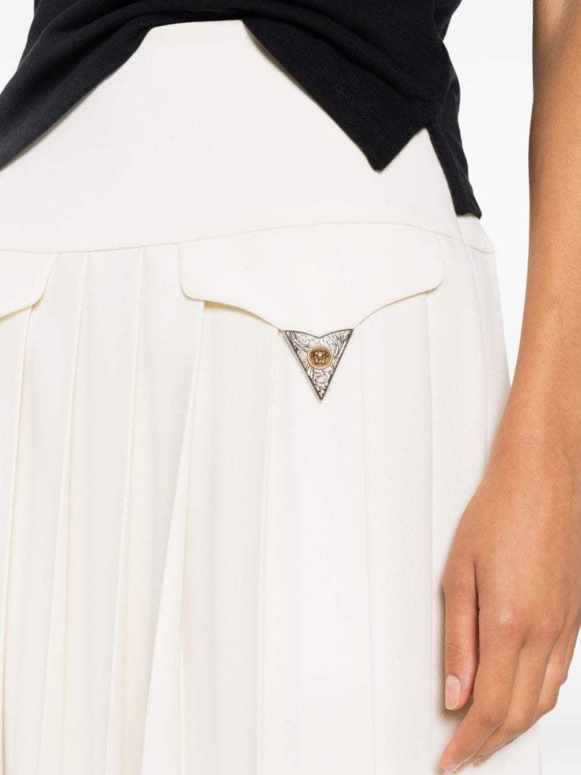 Ivory Pleated Above Knee Skirt 4