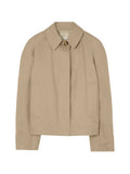 Beige Solid Shirt Collar Blazer 1