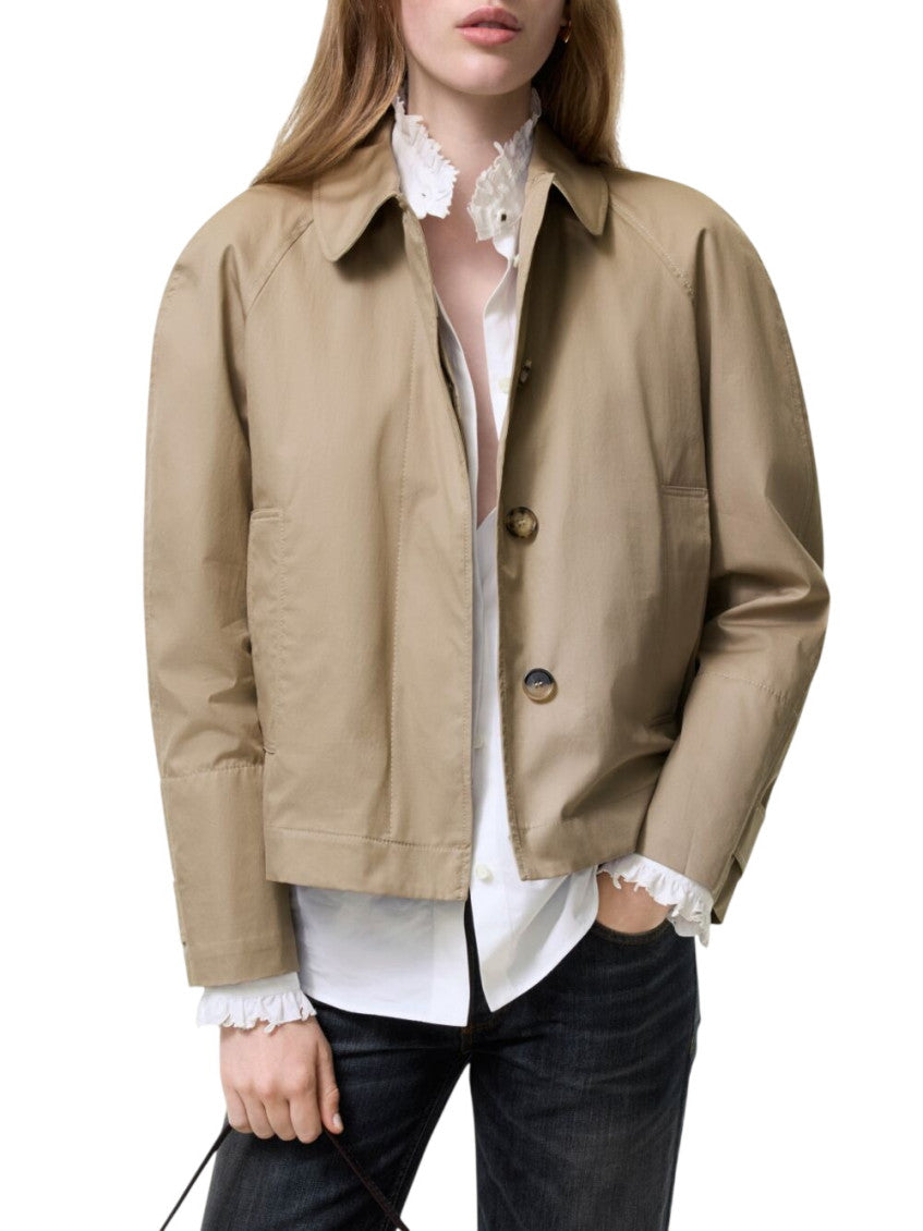 Beige Solid Shirt Collar Blazer 3