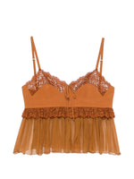 Brown Lace Sweet Heart Neck Top 1
