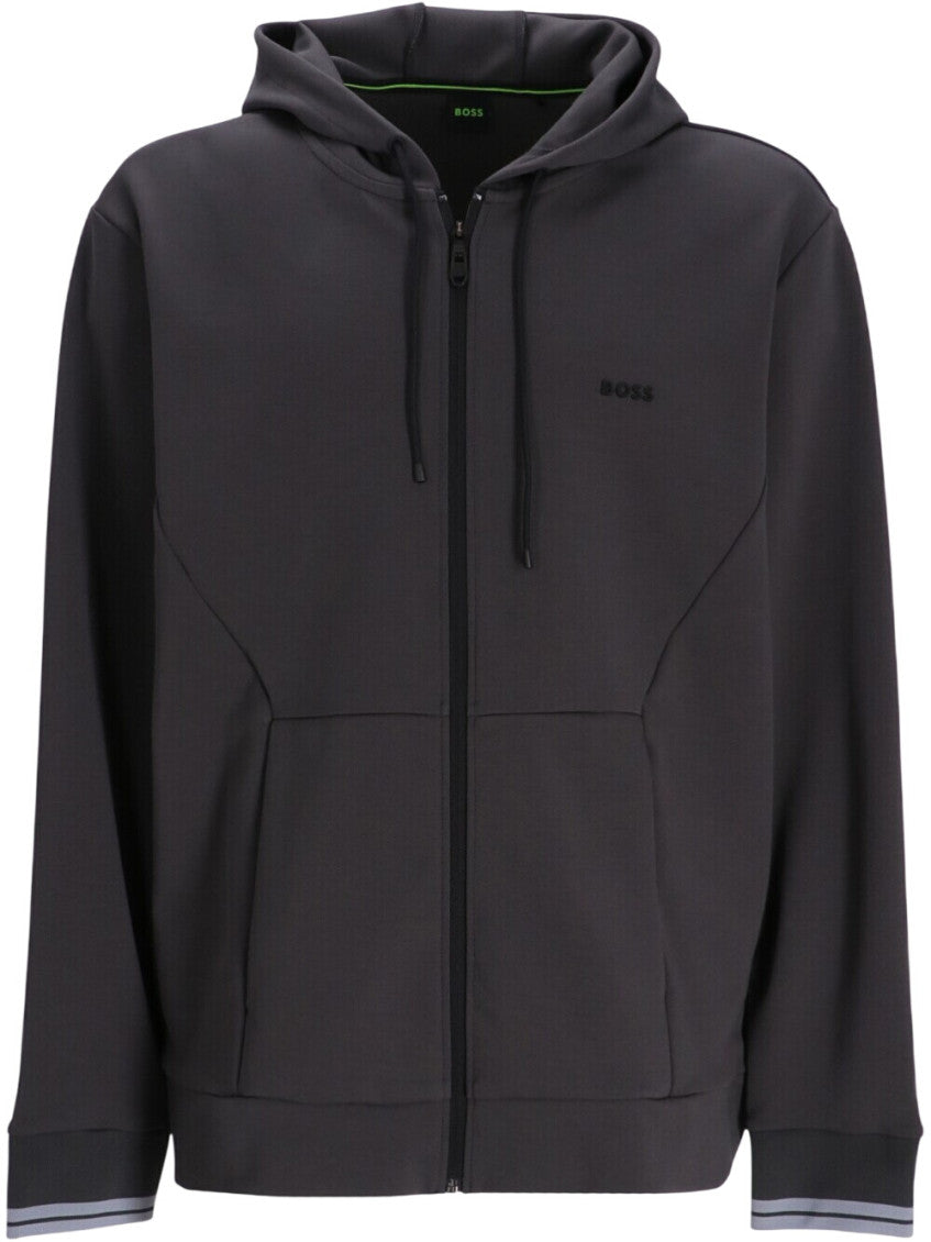 Dark Grey Logo Zip Up Hoodie 1