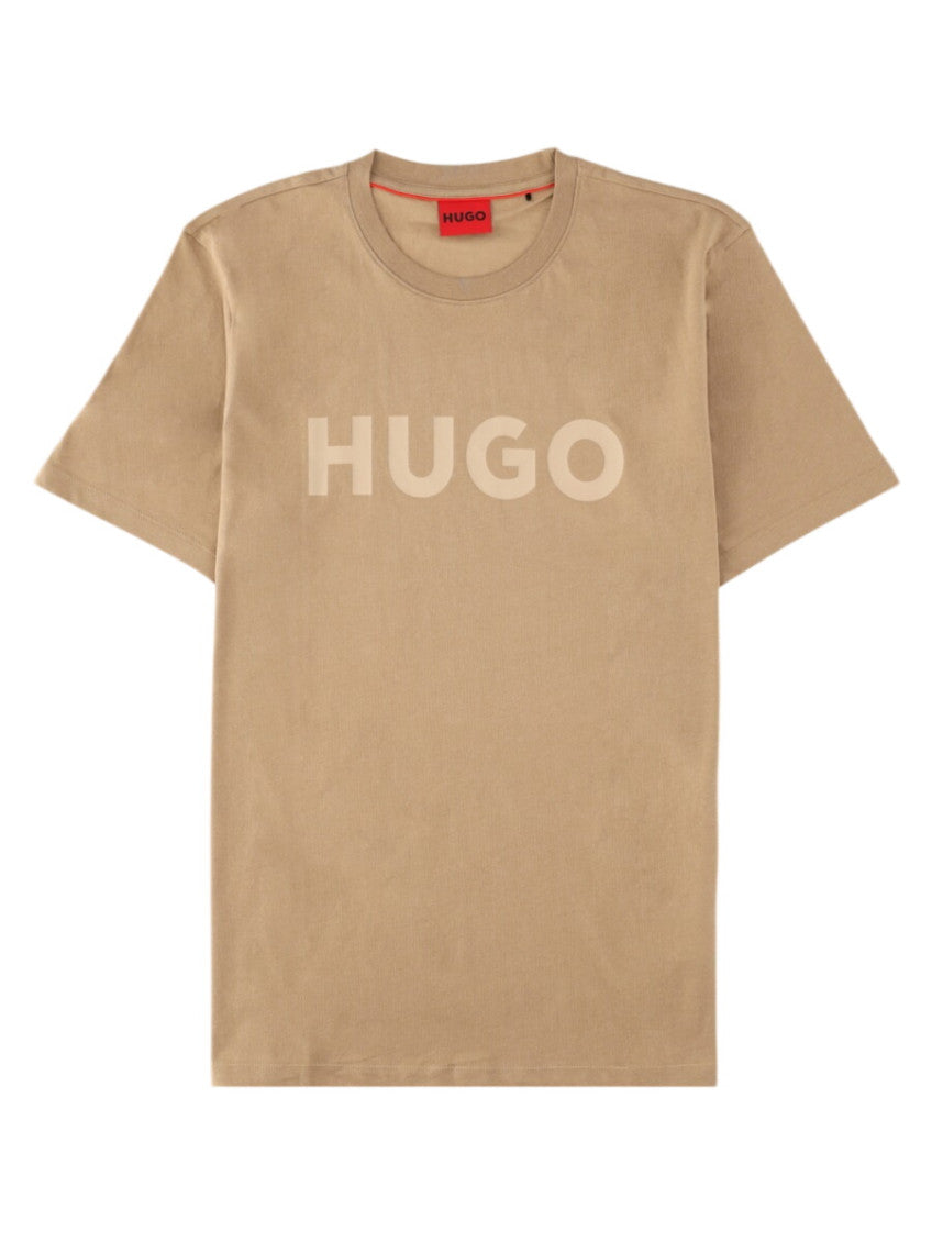 Beige Crew Neck Logo T-Shirt 1