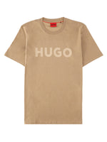 Beige Crew Neck Logo T-Shirt 1
