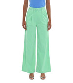 Green Flared Pleated Pants 1