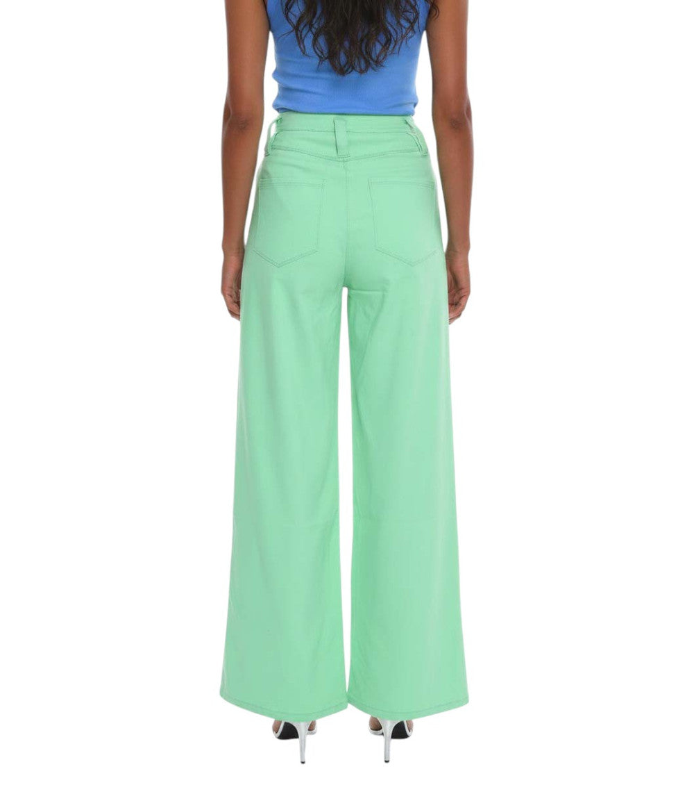Green Flared Pleated Pants 2