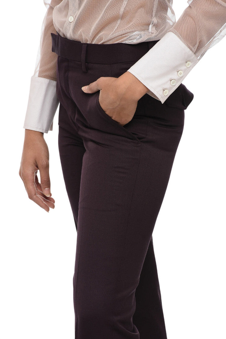 Purple Slim Flat Front Pants 3