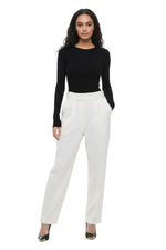 White Straight Pleated Pants 1