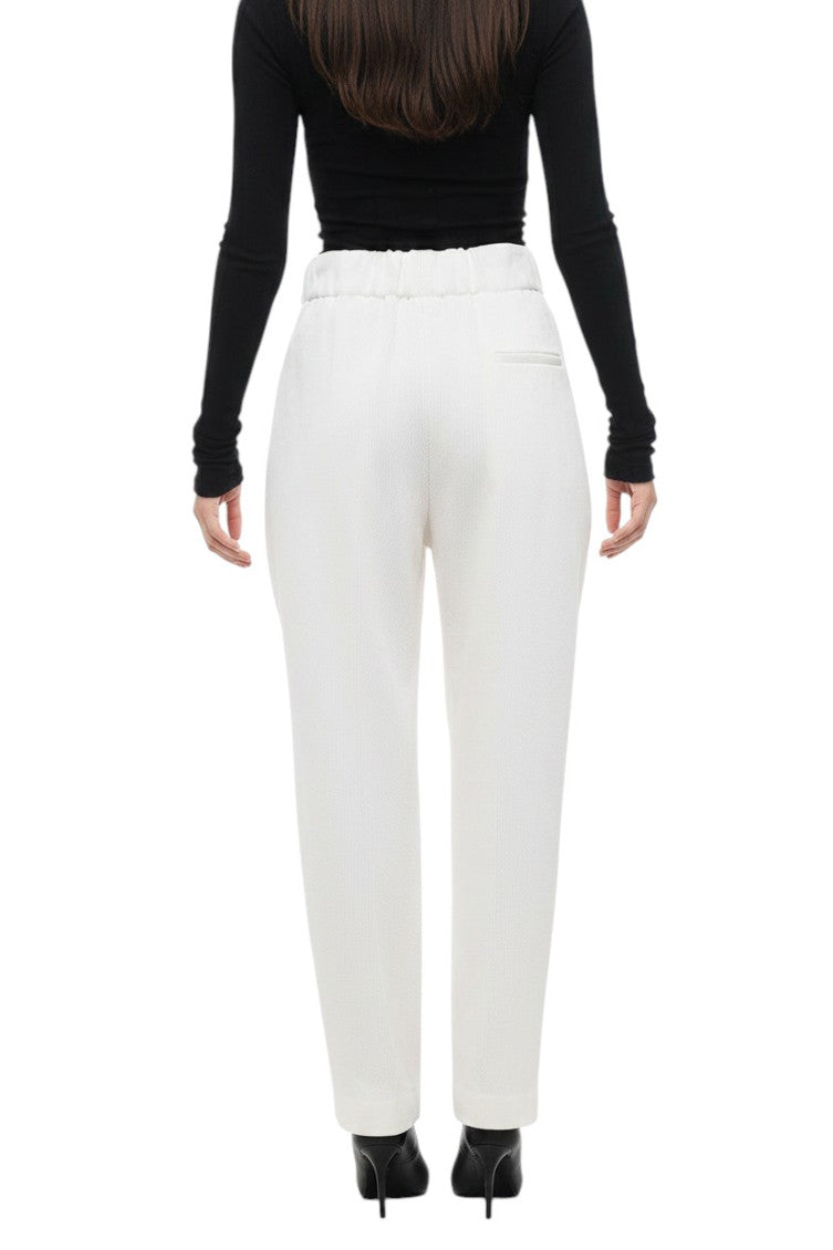 White Straight Pleated Pants 2
