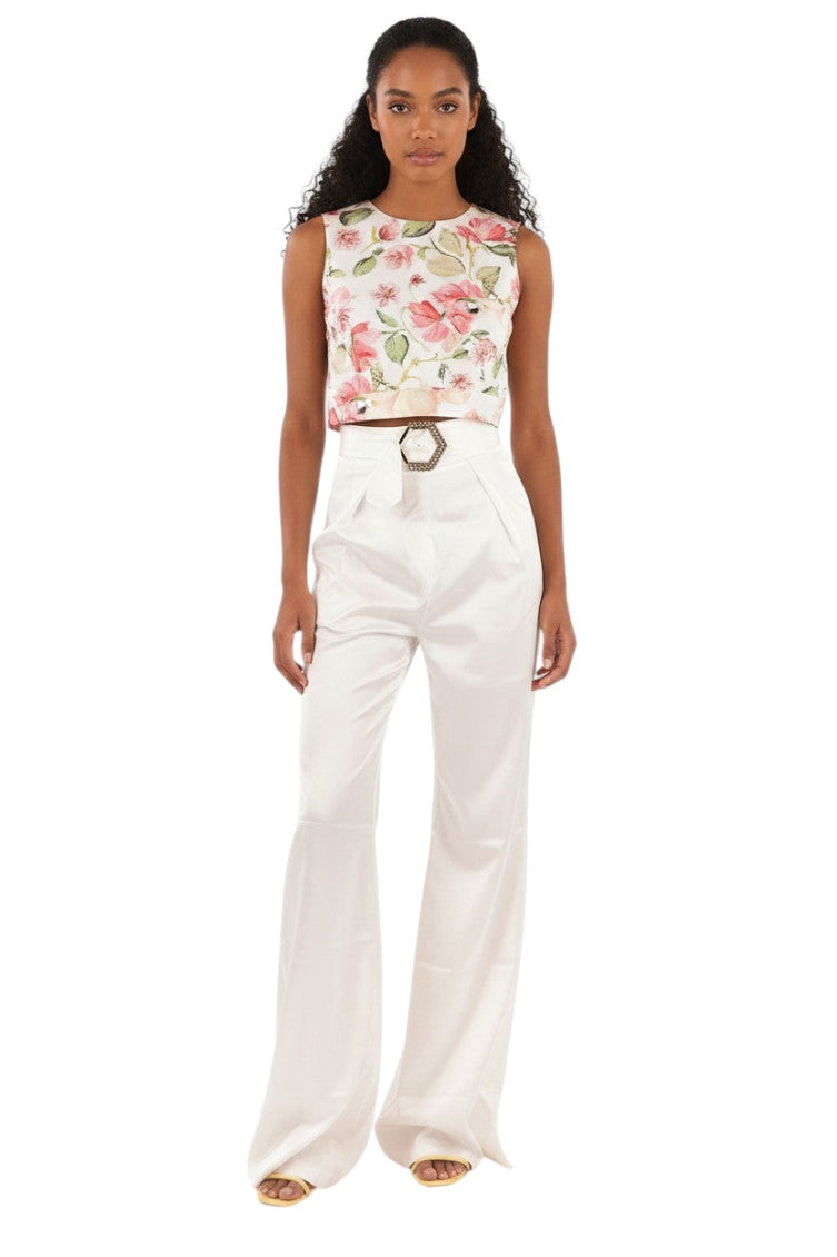 White Tailored Pleated Pants 1