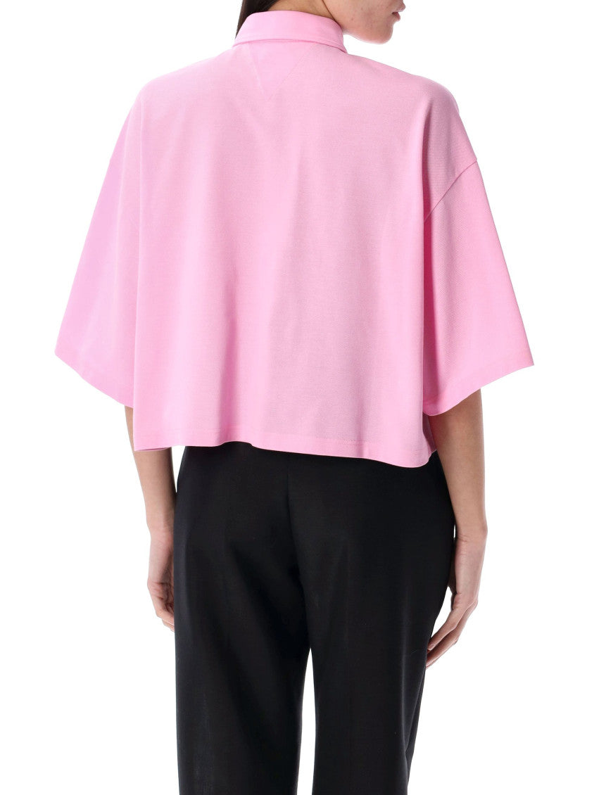 Pink Cropped Cotton Polo 2