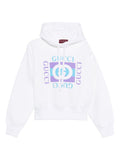 White Logo Print Hoodie 1