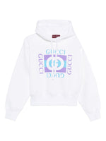 White Logo Print Hoodie 1