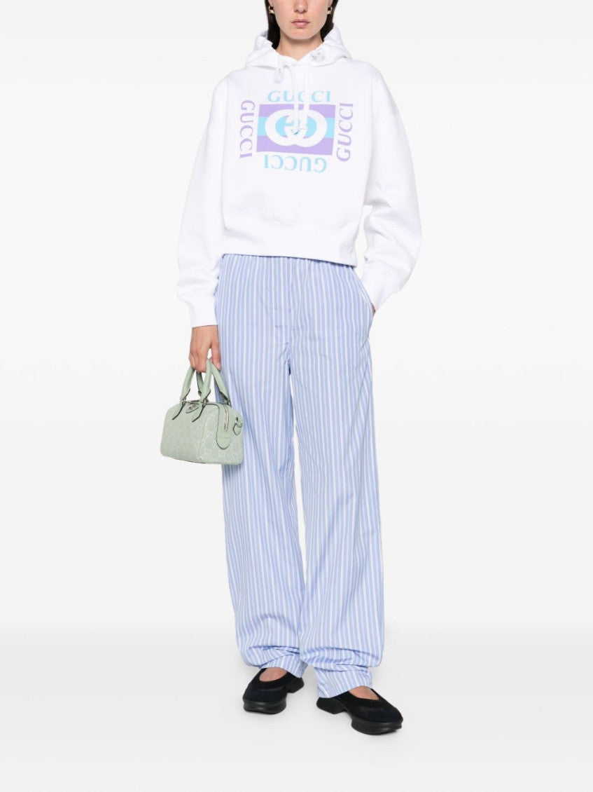 White Logo Print Hoodie 2