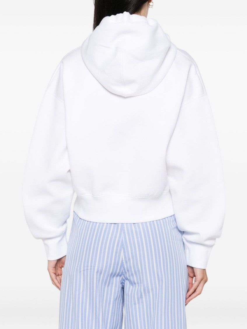 White Logo Print Hoodie 3