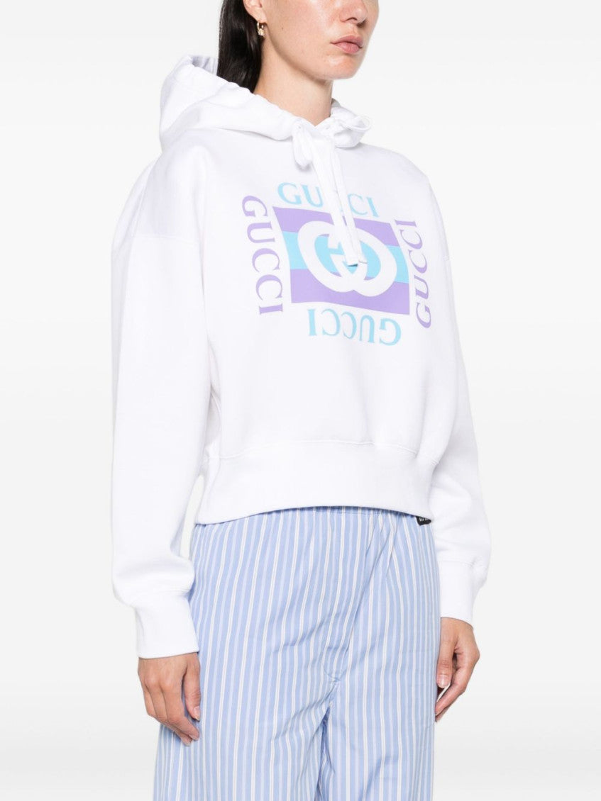 White Logo Print Hoodie 5