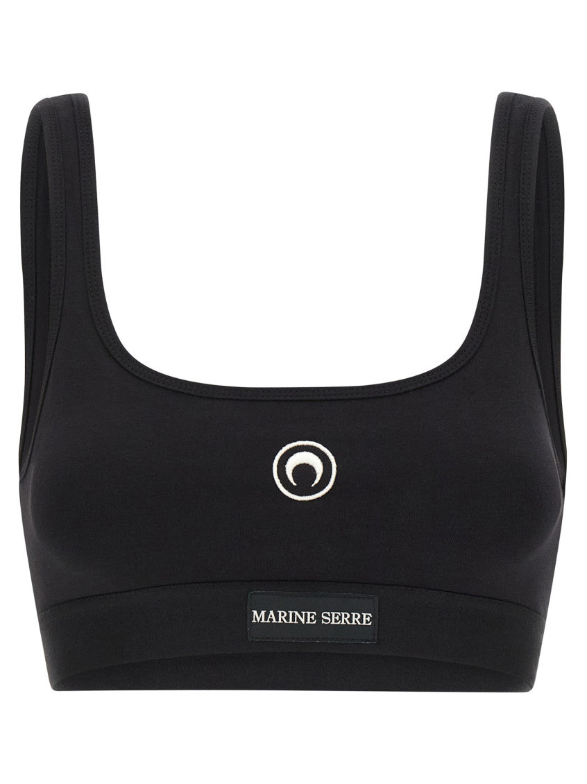Black 'Moon Logo Stretched Jersey Sport' top 1