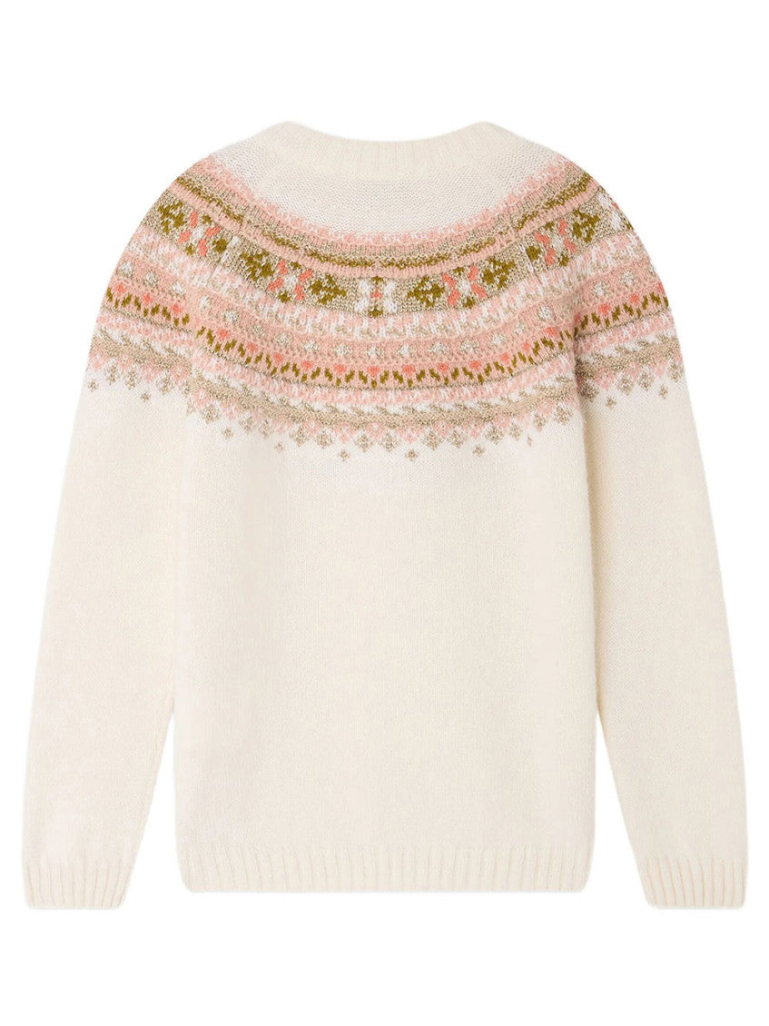Kids White Jacquard Sweater 2