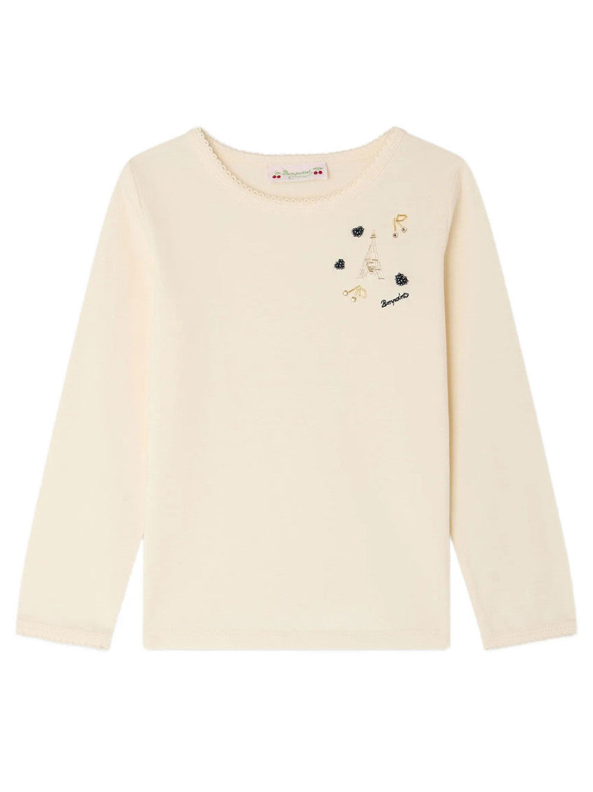 Girls White Embellished T-Shirt 1