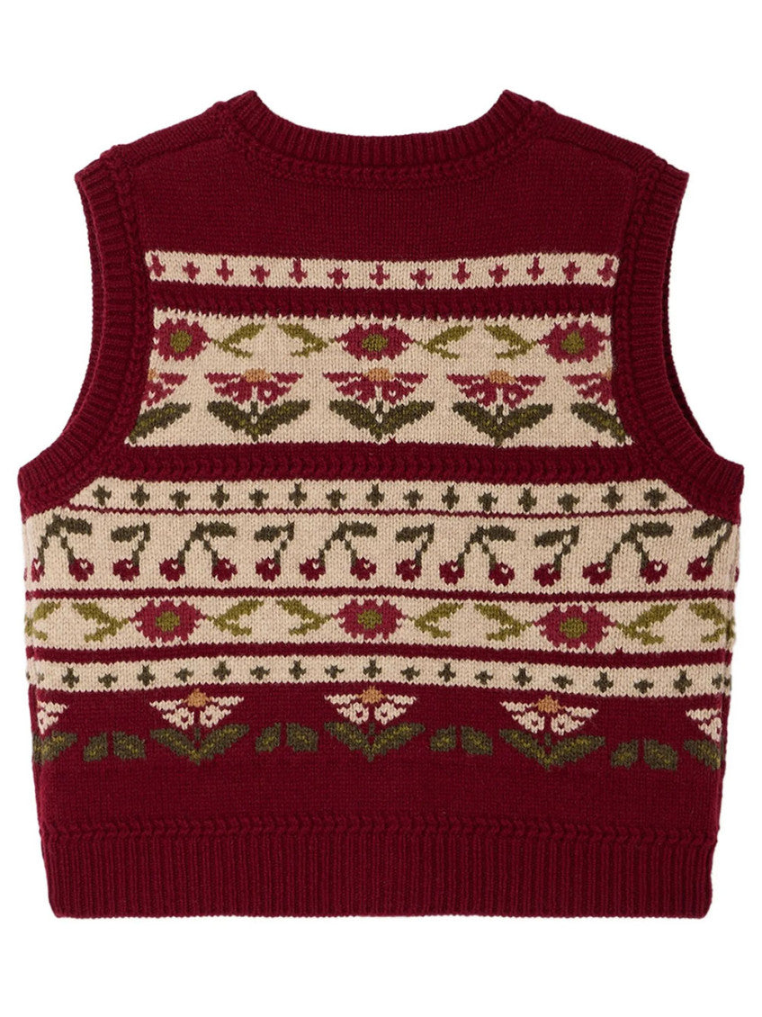 Girls Bordeaux Jacquard Sweater 2