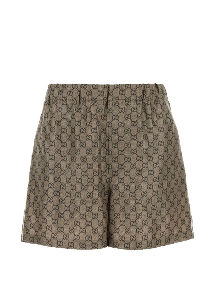 Dark Brown Jacquard Shorts 1