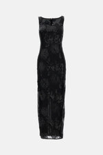 Black Sequins Fitted Maxi Dress 1