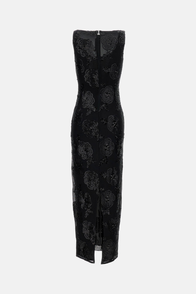 Black Sequins Fitted Maxi Dress 2