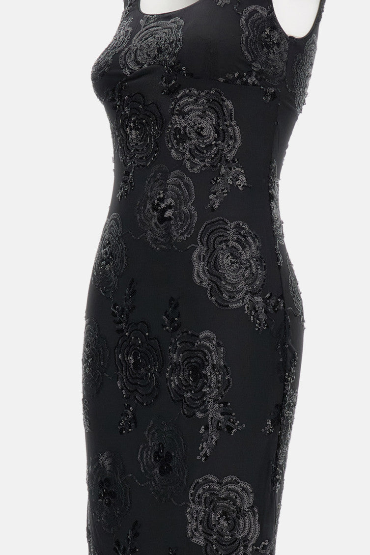 Black Sequins Fitted Maxi Dress 3