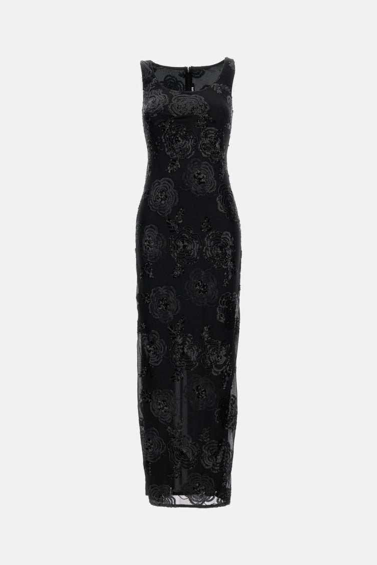 Black Sequins Fitted Maxi Dress 4